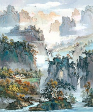 Paisaje chino Cascada de las montañas Shanshui 0 953 Pinturas al óleo